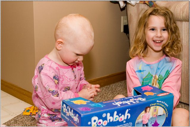 This was Olivia with her sister, Ashlynn, on her real birth "day,", Saturday. She got her Boombah!