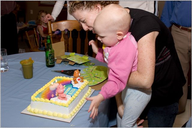 Blowing out her candles (it's easy when there's only 2).