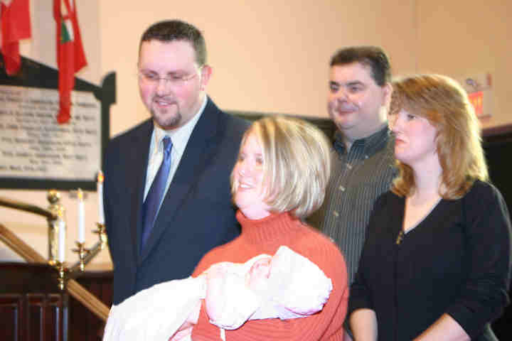 Jeff & Jenn with Olivia, and her Godparents, Uncle Forbes & Aunt Christine